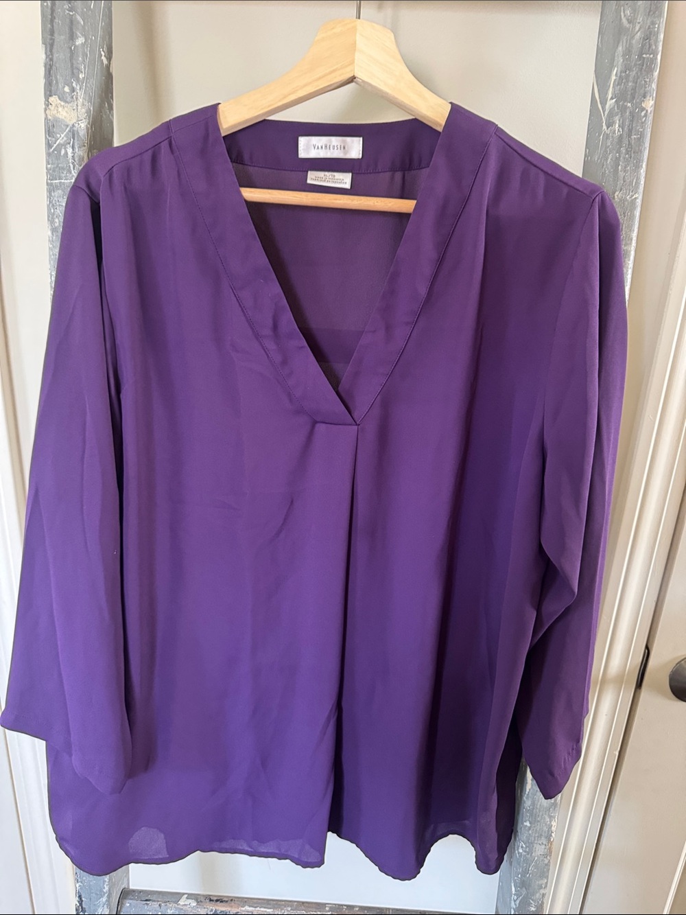 Van Heusen Purple V-Neck Long Sleeve Blouse